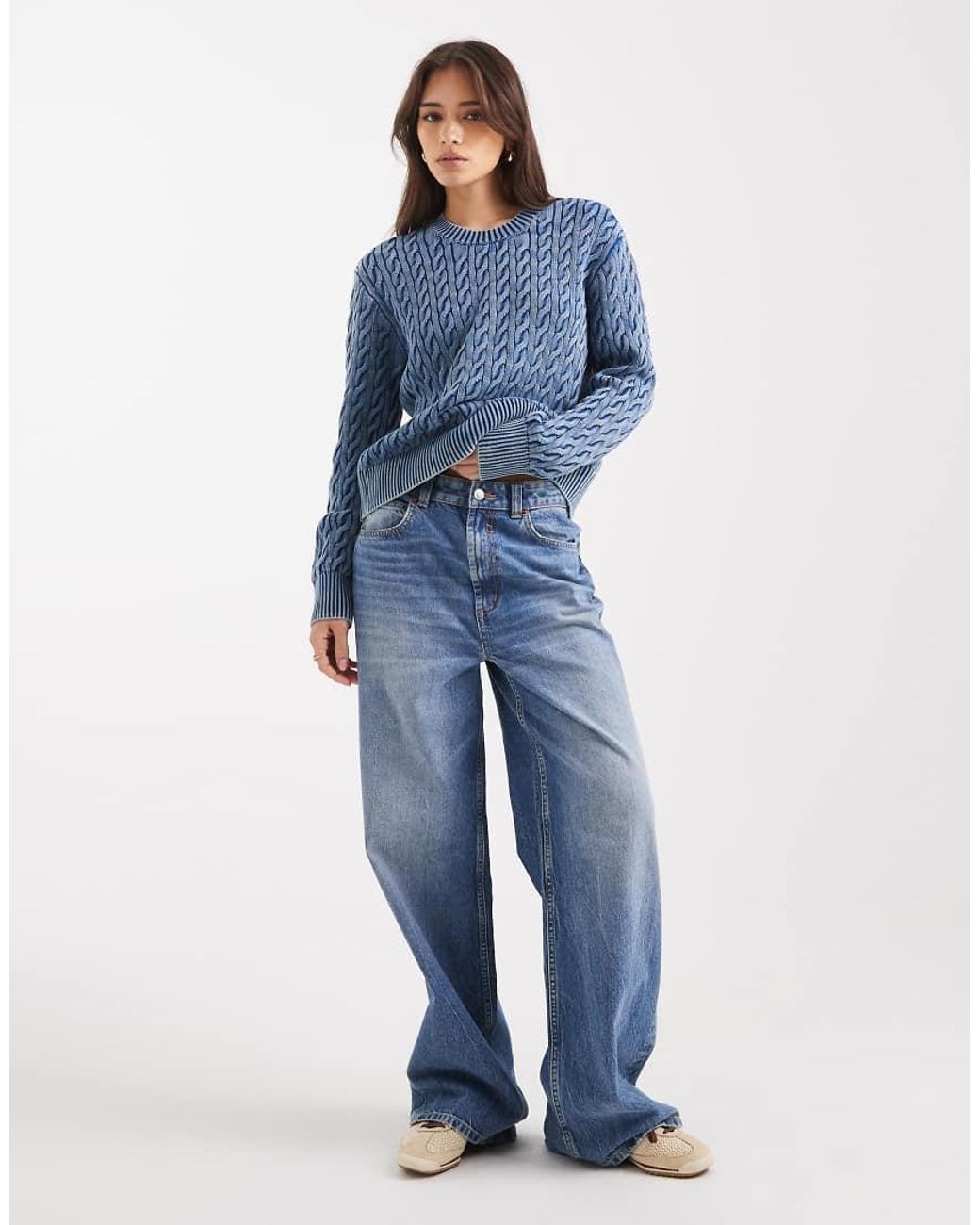Levi's Blue Boyfriend Cable Knitted Jumper