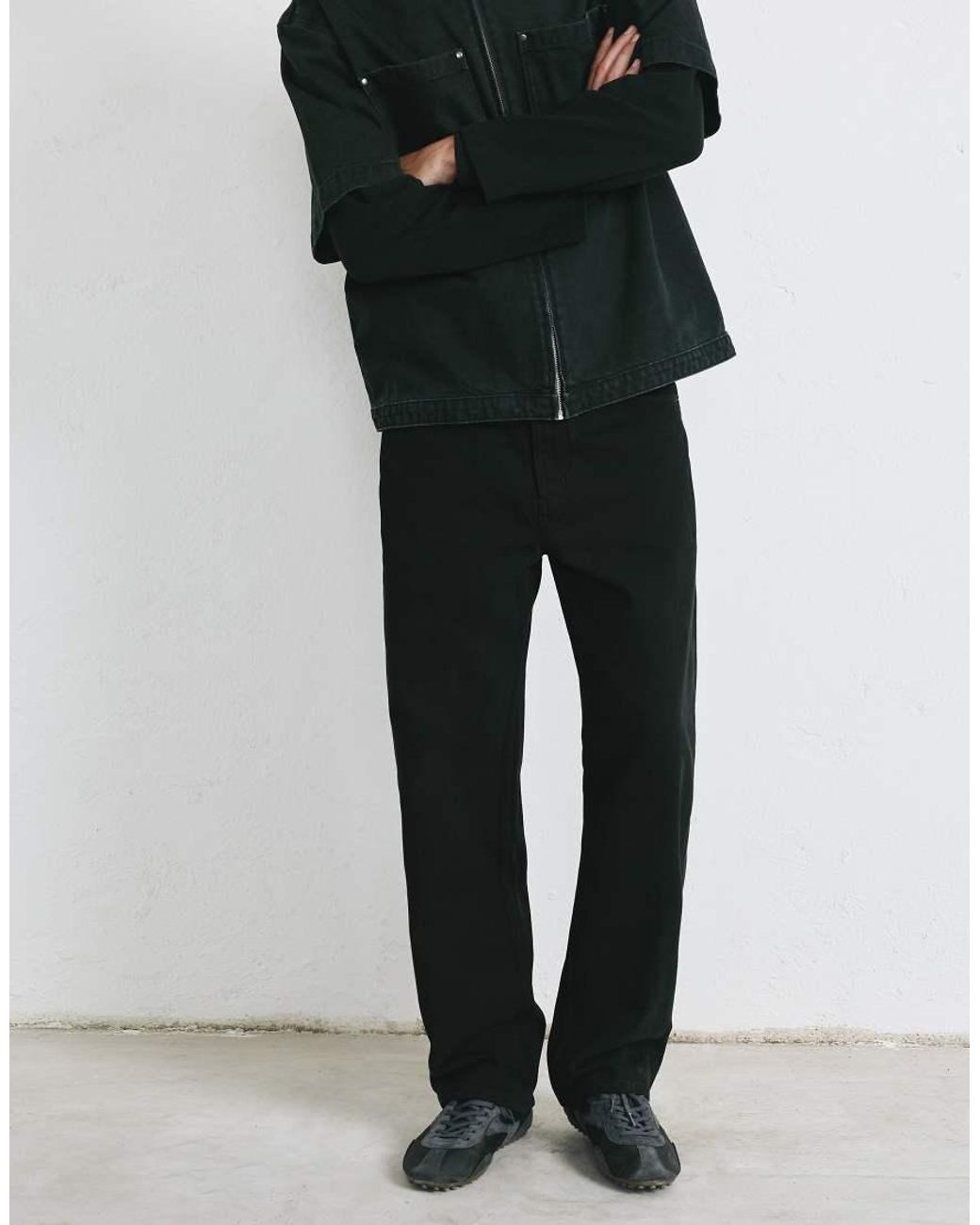 Pull&Bear Black Baggy Jeans for men