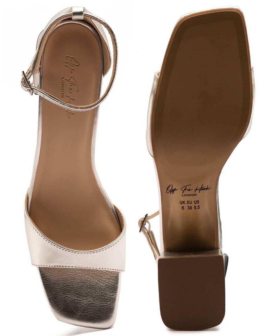 OFF THE HOOK Natural 'Knightsbridge' Low Block Heeled Leather Sandals