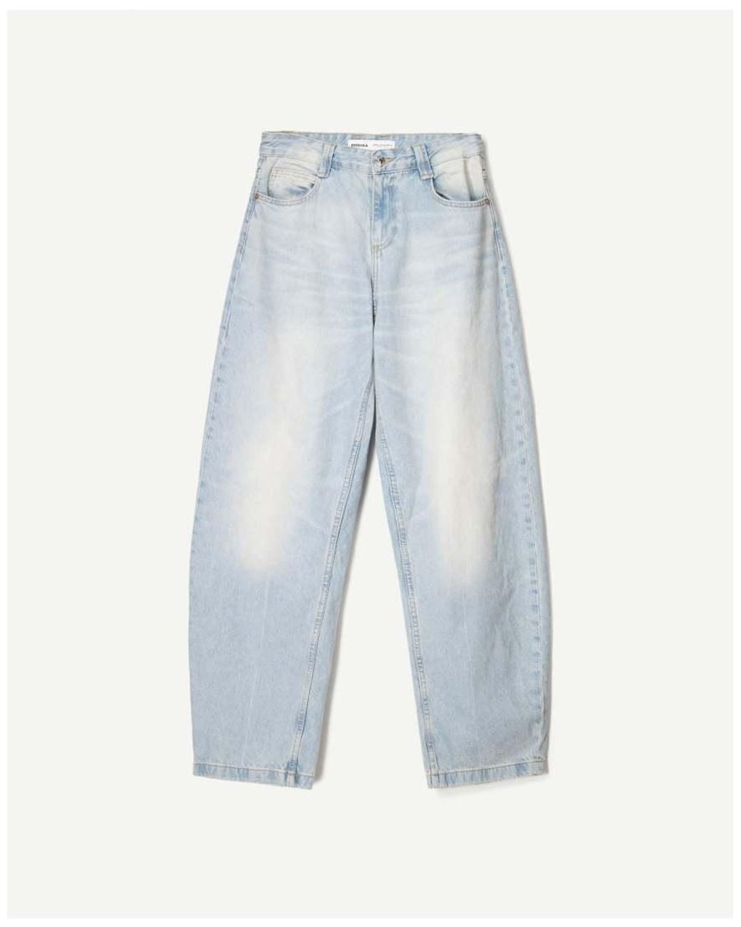 Bershka White Barrel Jeans