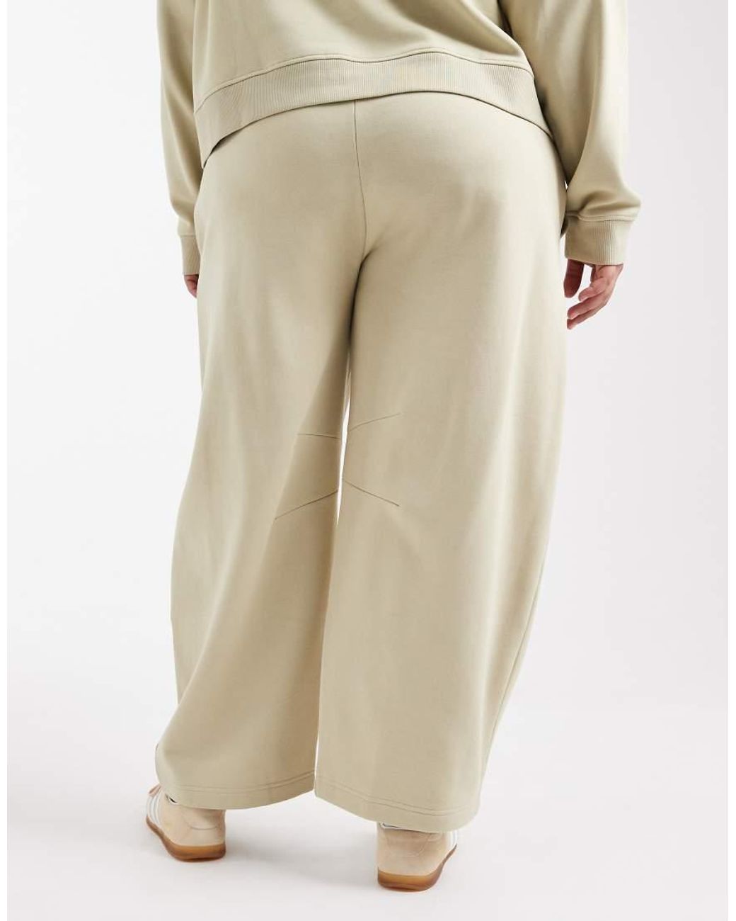 ASOS Natural Asos Design Curve Barrel Leg Brushback Jogger