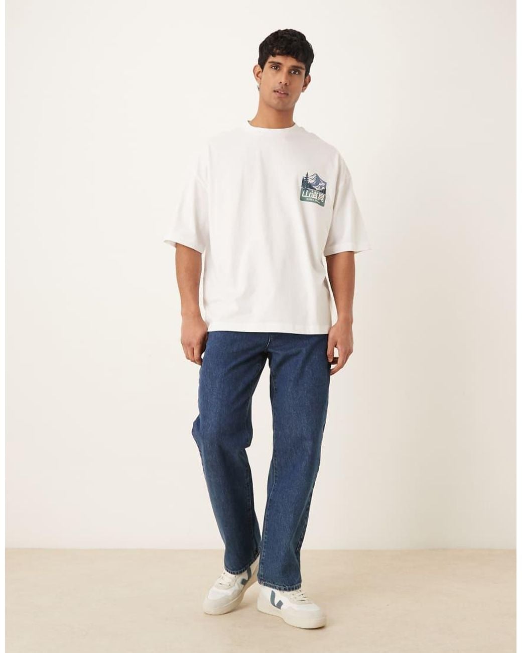 ASOS Blue Oversized T-shirt With Mountain Graphic for men