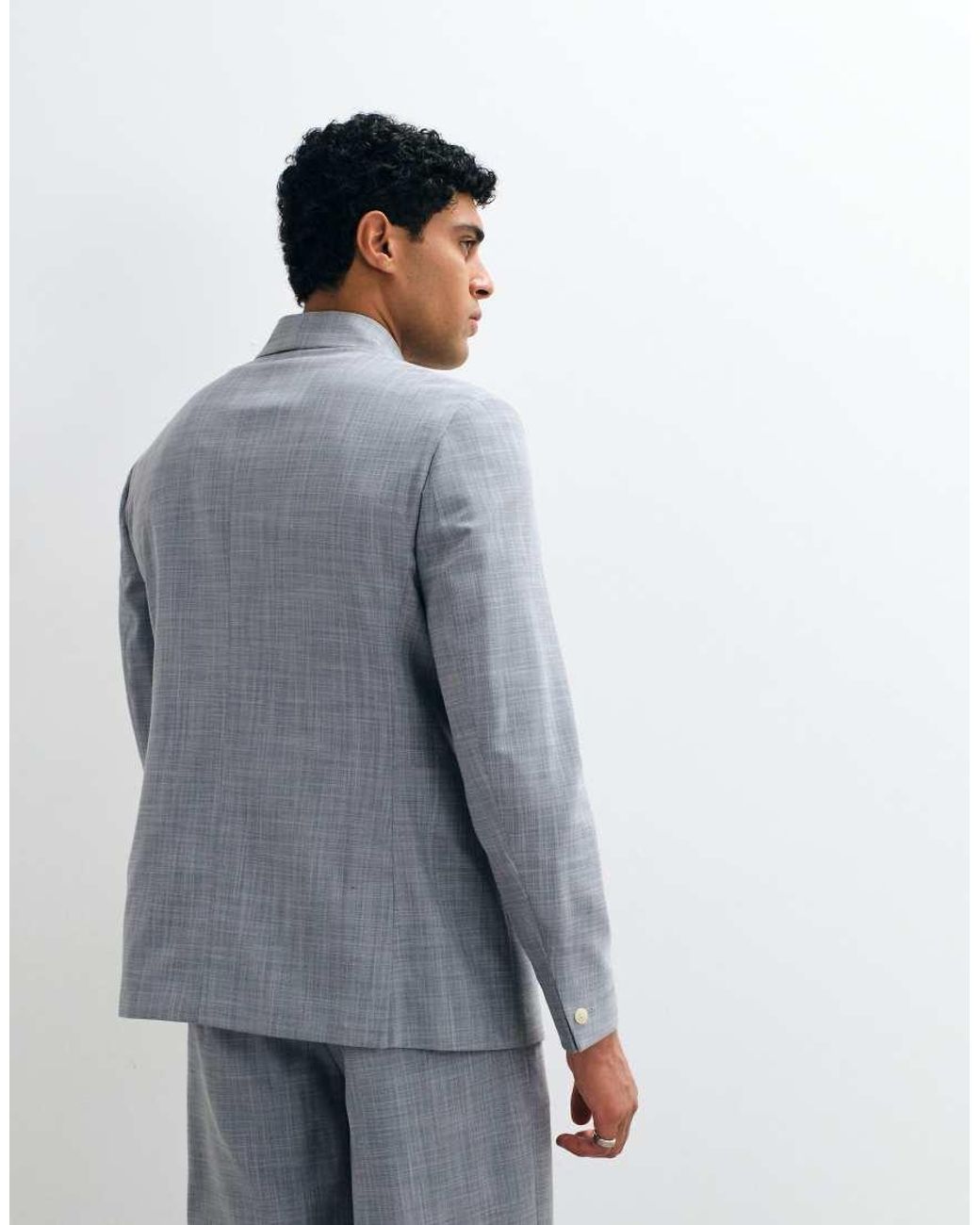 ASOS Gray Linen Look Regular Suit Jacket for men