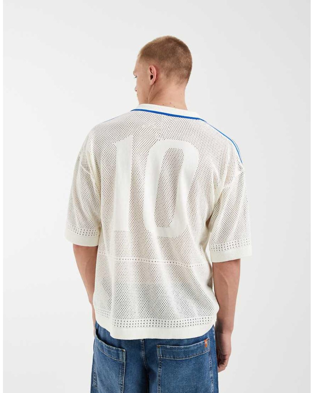 Adidas Originals Blue Revere Collar Knitted Shirt for men