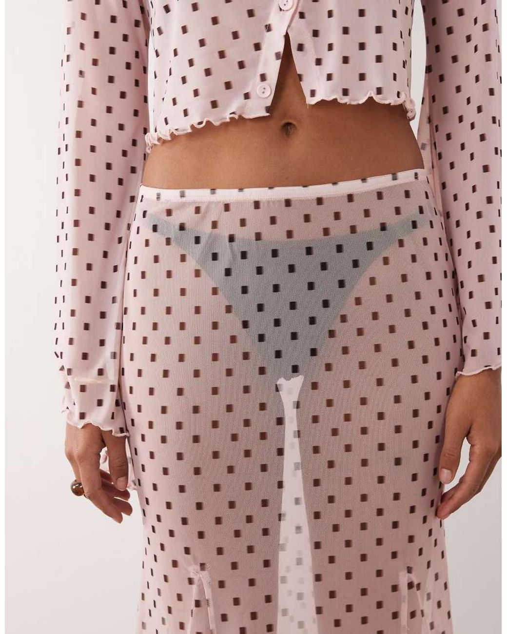 ASOS Pink Co-ord Printed Mesh Maxi Skirt