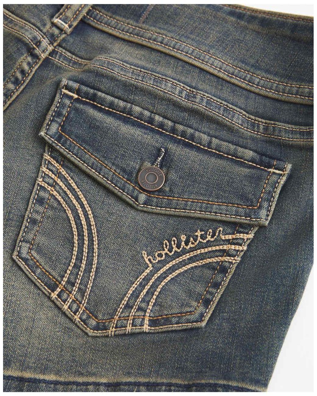 Hollister Blue Ultra Low-Rise Jean Shortie Shorts