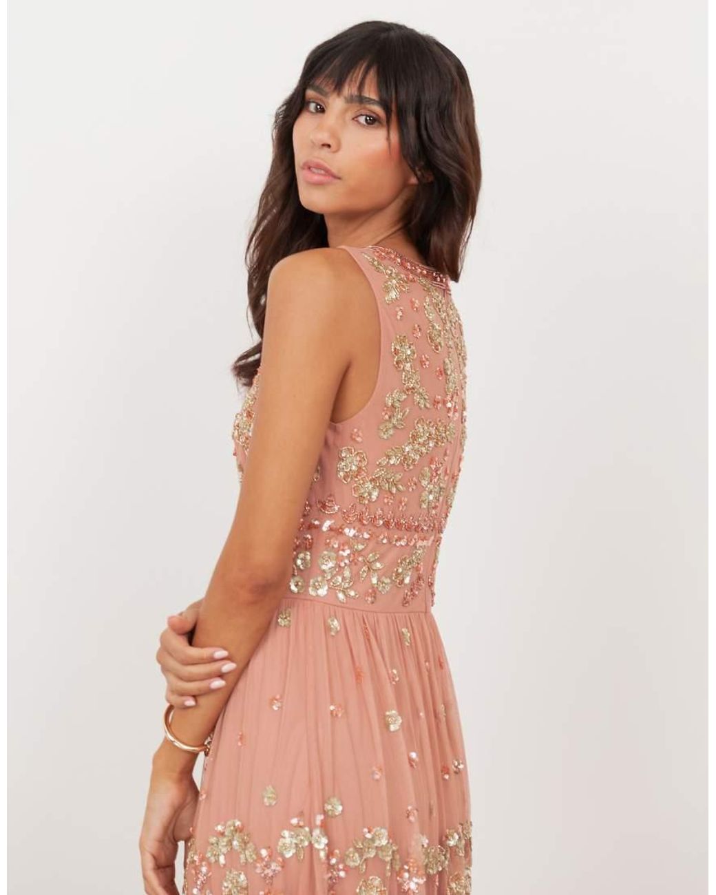 Maya Pink Embellished Sleeveless Maxi Dress
