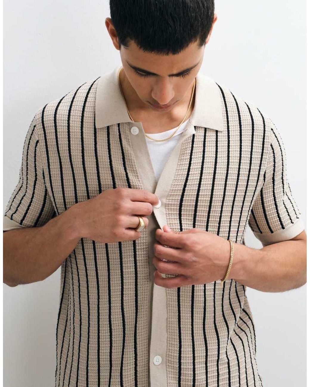 Gap Brown Boxy Button Through Polo Shirt for men