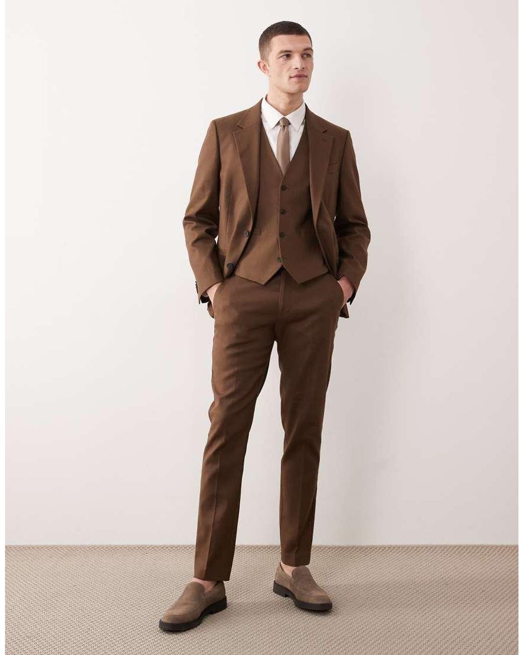 ASOS Brown Suit Waistcoat for men