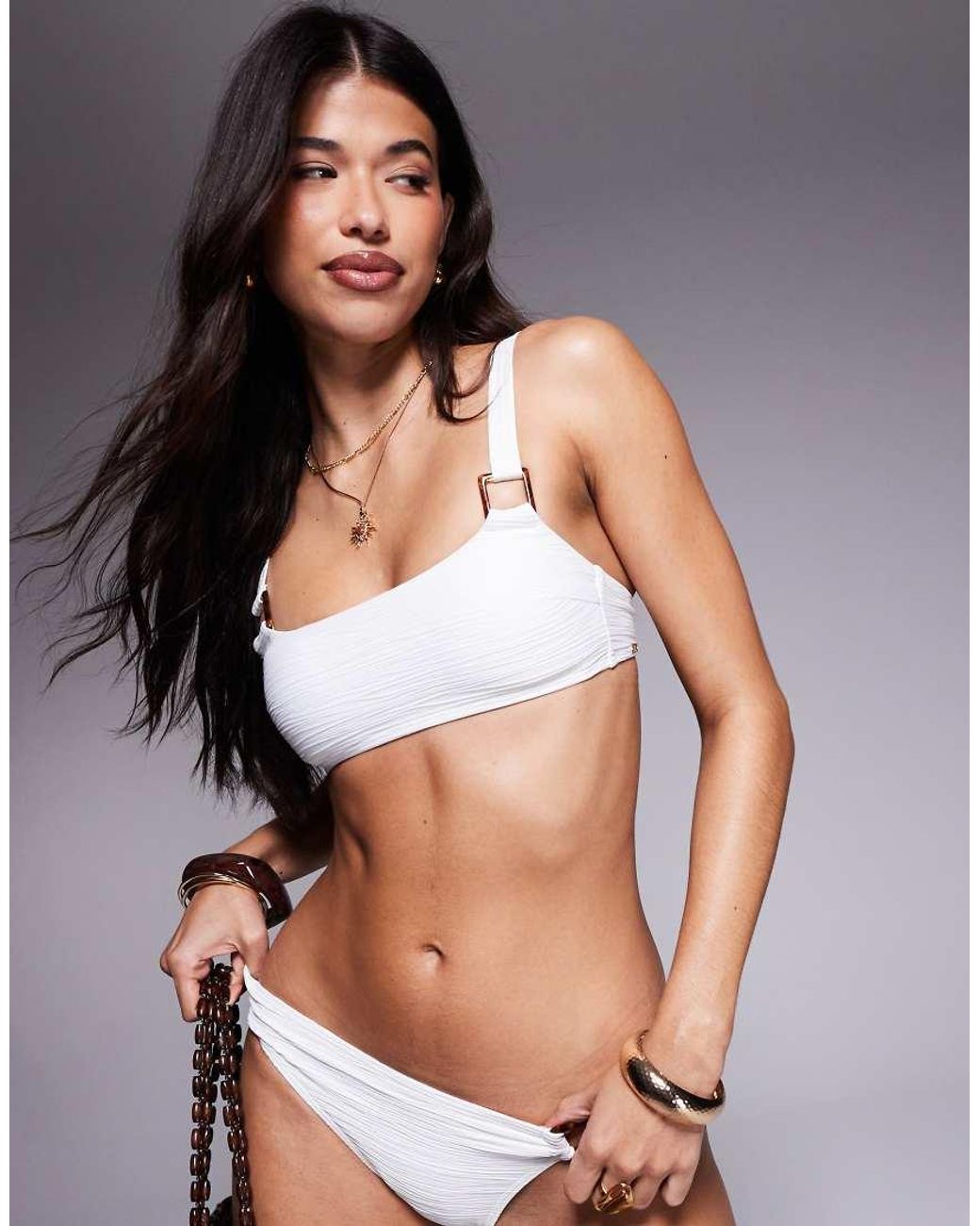 KBX Brown Square Neck Crop Bikini Top
