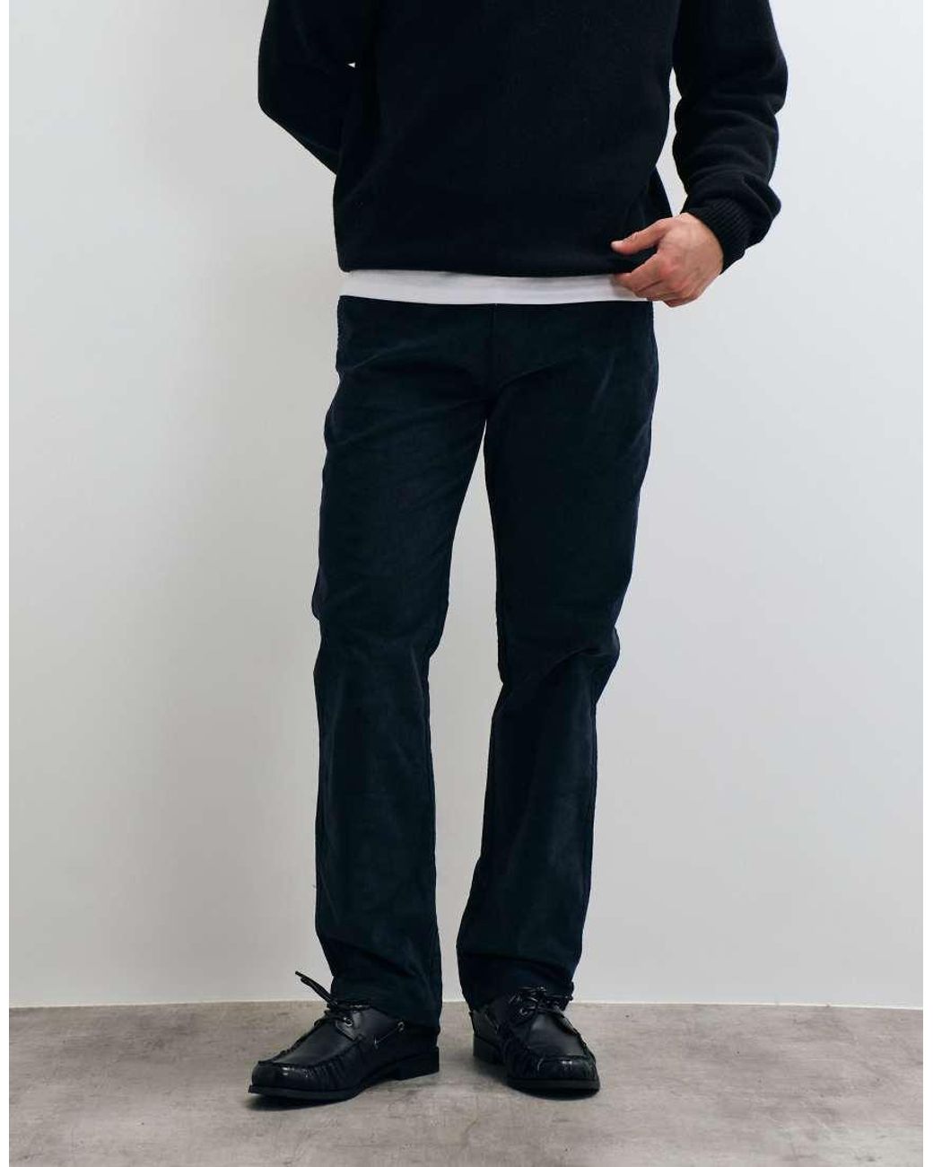 Threadbare Blue Straight Leg Cord Pants for men