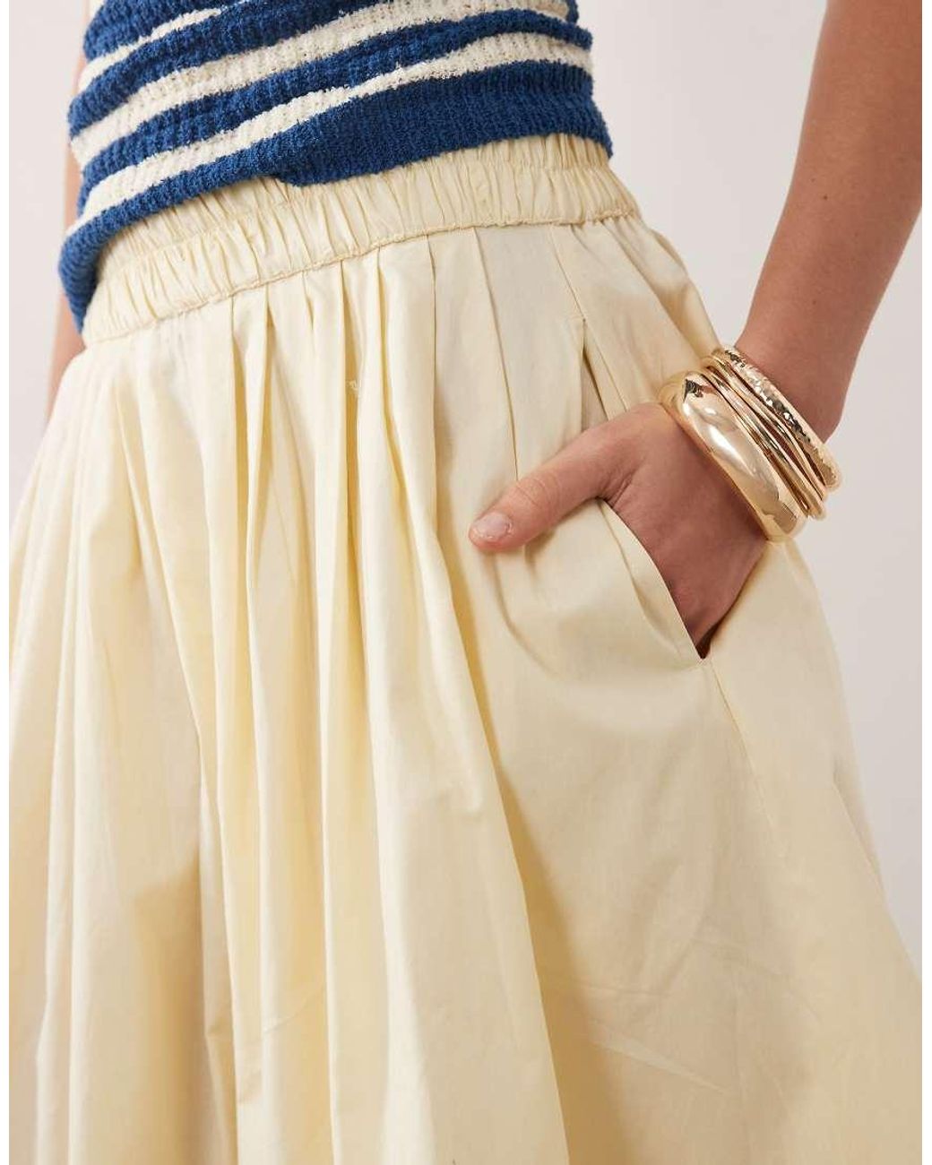 ASOS White Elasticated Waist Volume Midi Skirt