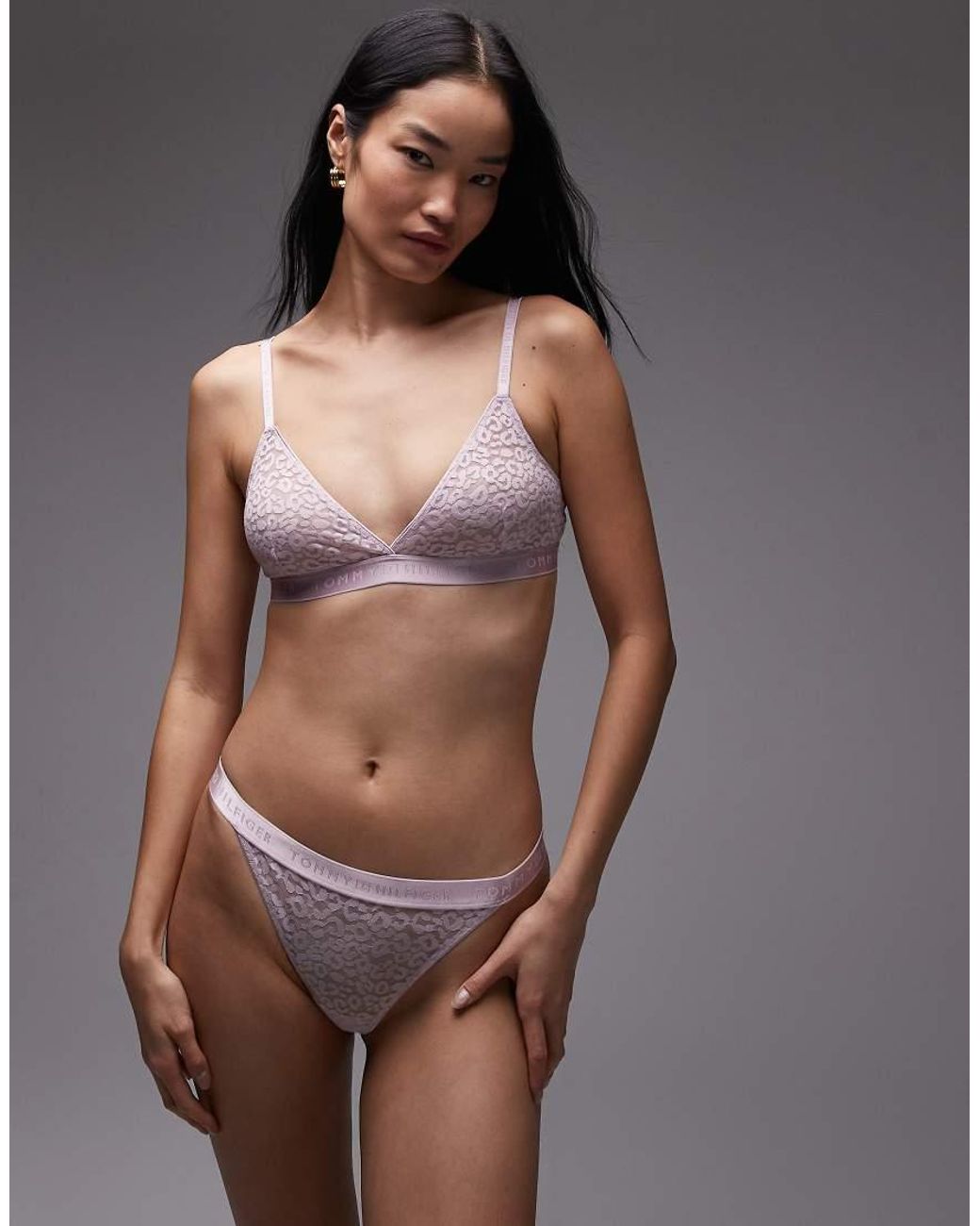 Tommy Hilfiger Brown Modern Lace Tanga Thong