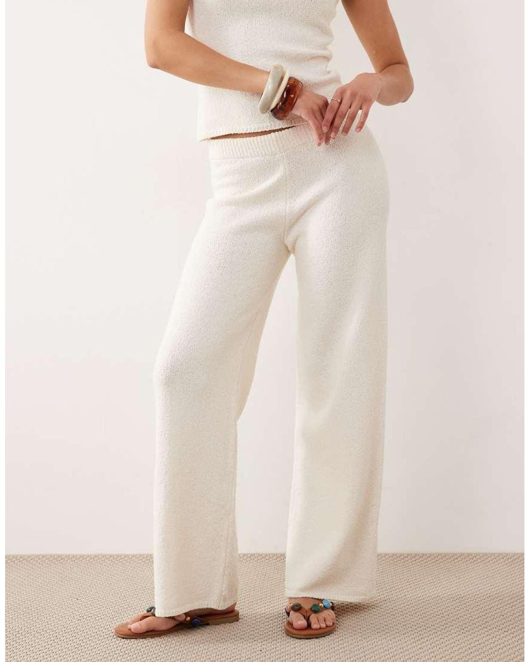 ASOS Natural Knitted Cotton Blend Boucle Trouser Co-Ord