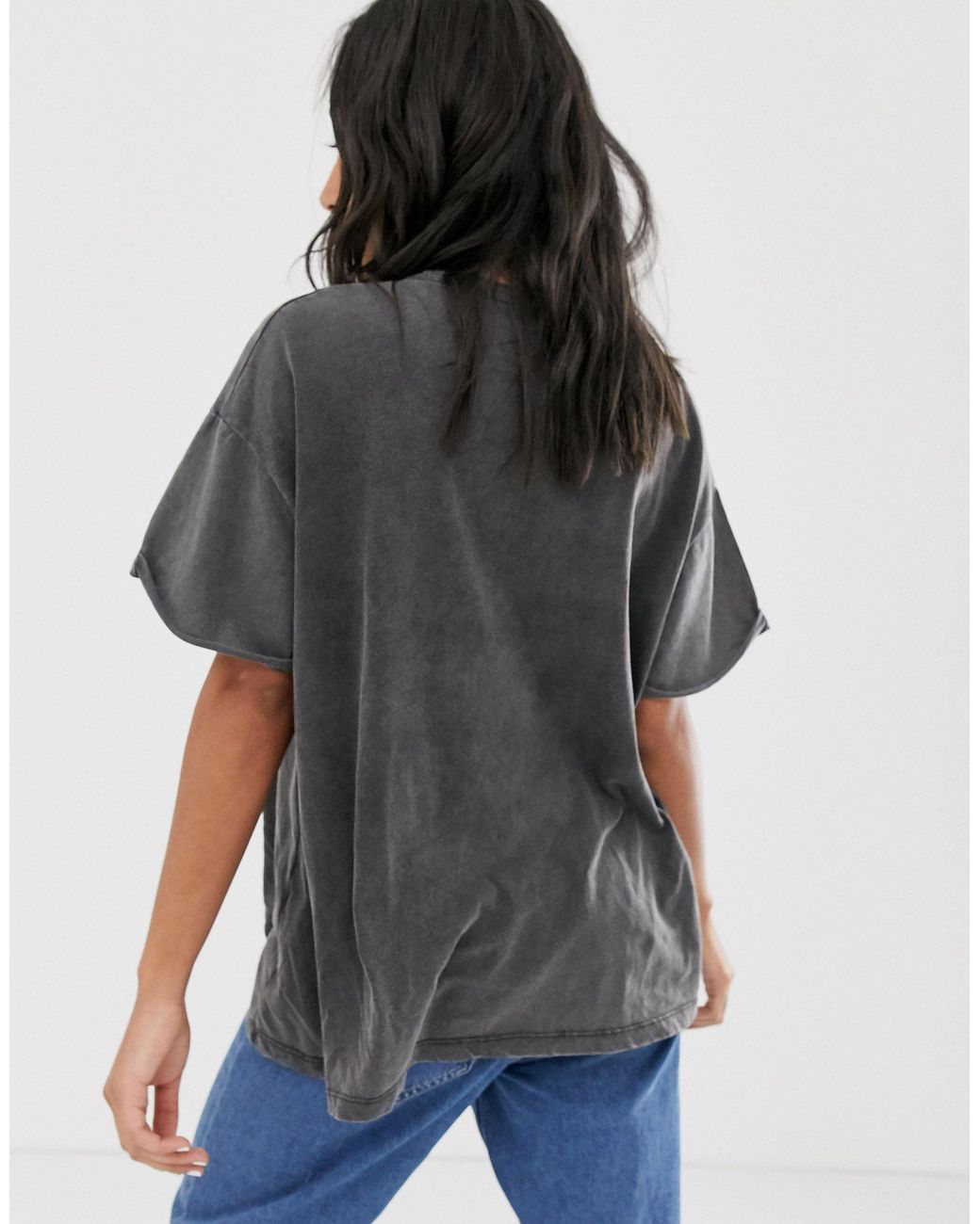 Bershka Denim Acdc T-shirt in Black | Lyst