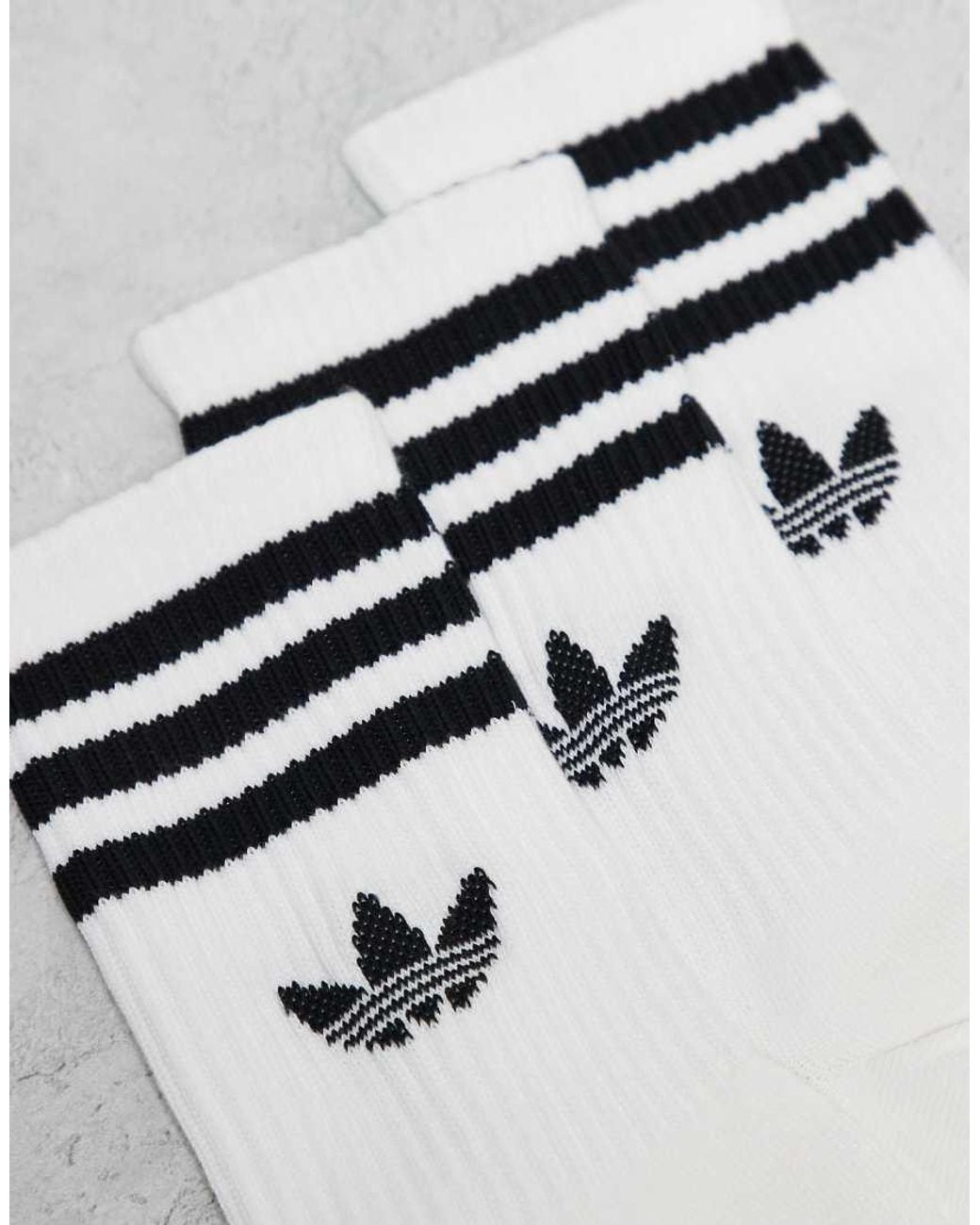 Adidas Originals White Adicolor Trefoil 3 Pack Crew Socks