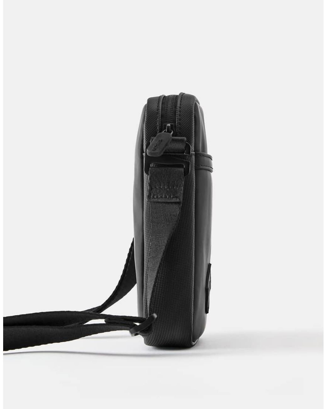 Pull&Bear Black Rubberised Crossbody Bag for men
