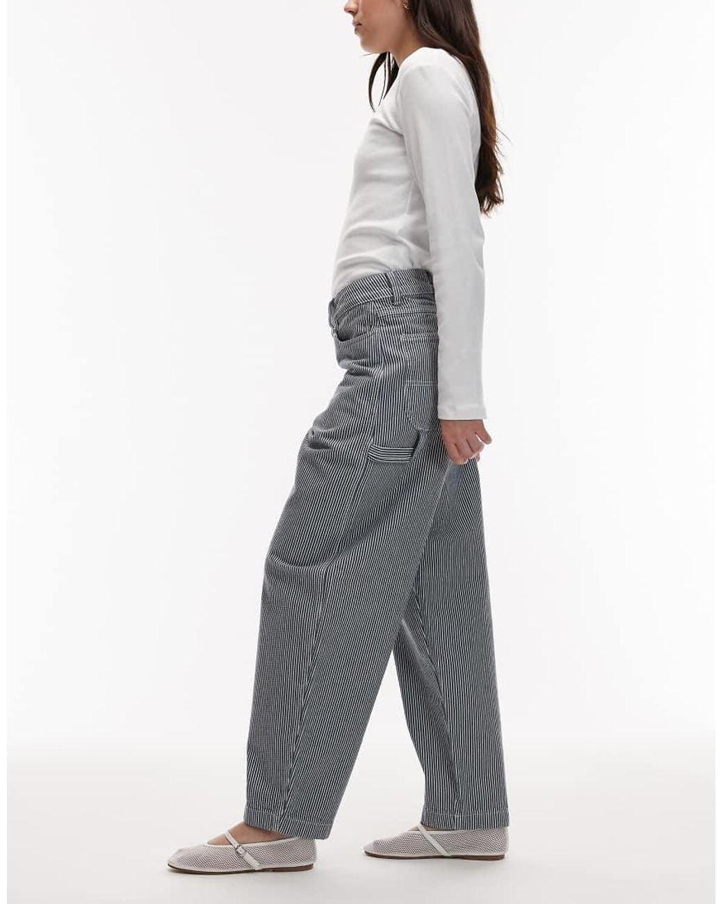 Dickies Gray Hickory Striped Loose Straight Carpenter Pants