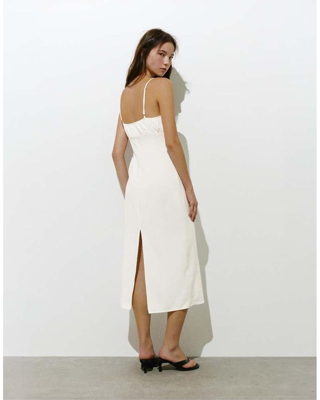 Pull&Bear White Rustic Tie-strap Dress
