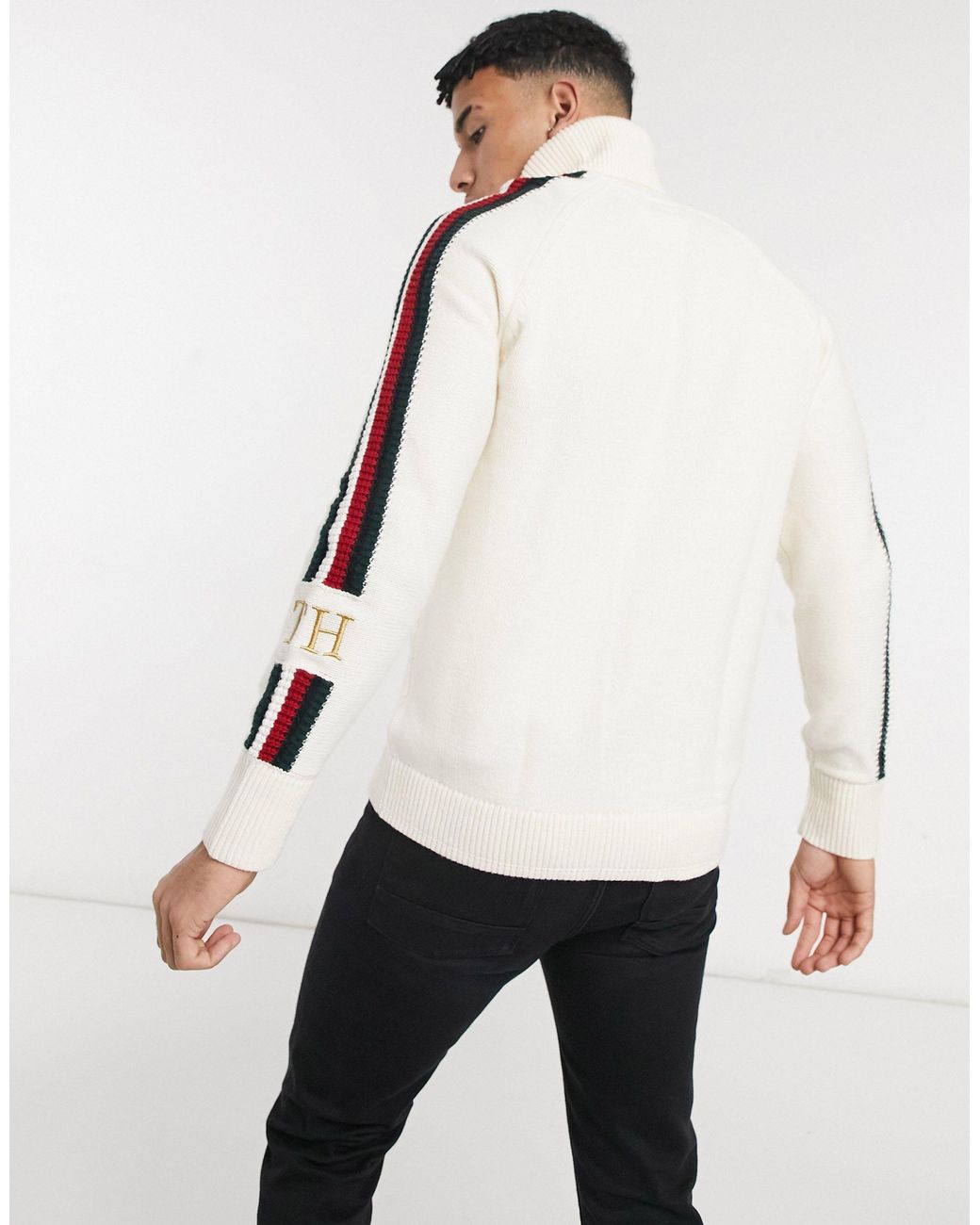 Tommy Hilfiger Icon Sleeve Tipped Roll Neck Knit Jumper in White for Men |  Lyst