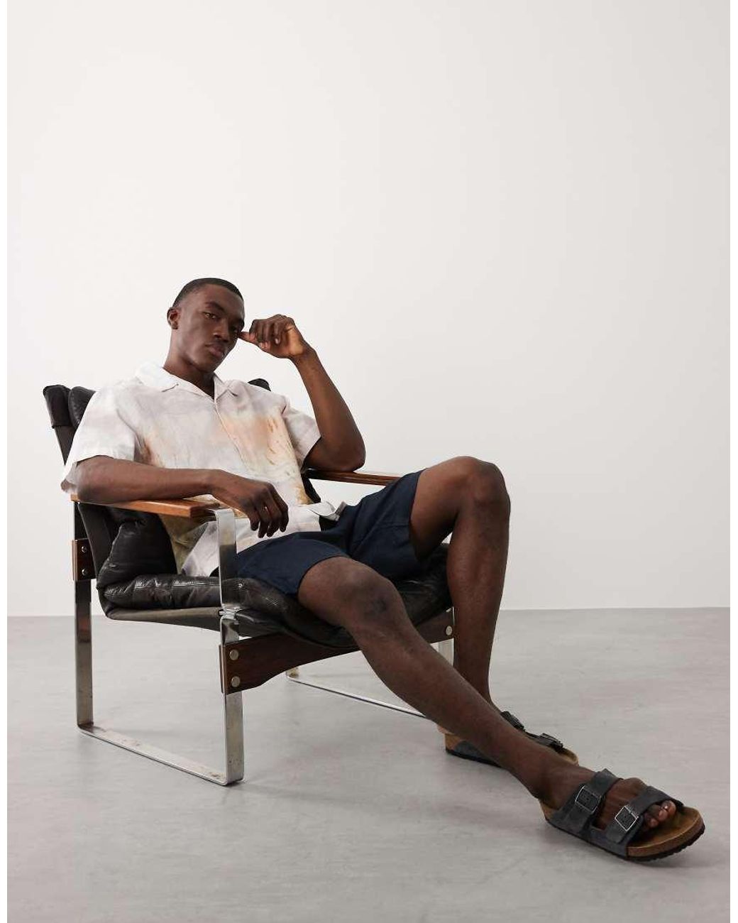 SELECTED Black Short Sleeve Shirt With Sunset Print for men