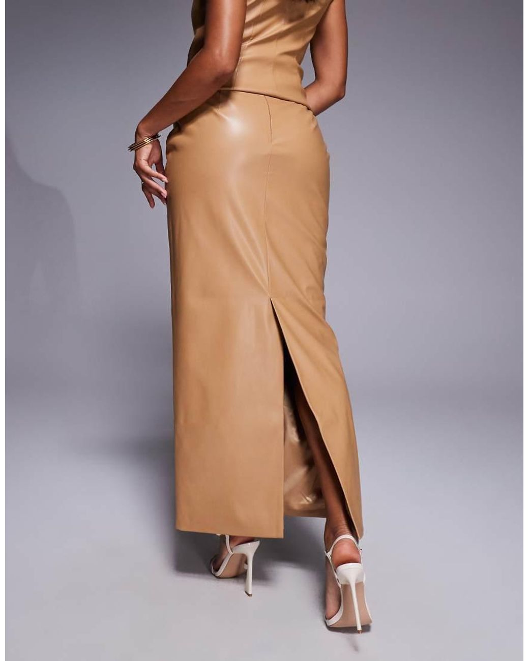 ASOS Gray Tailored Skirt With Split Back