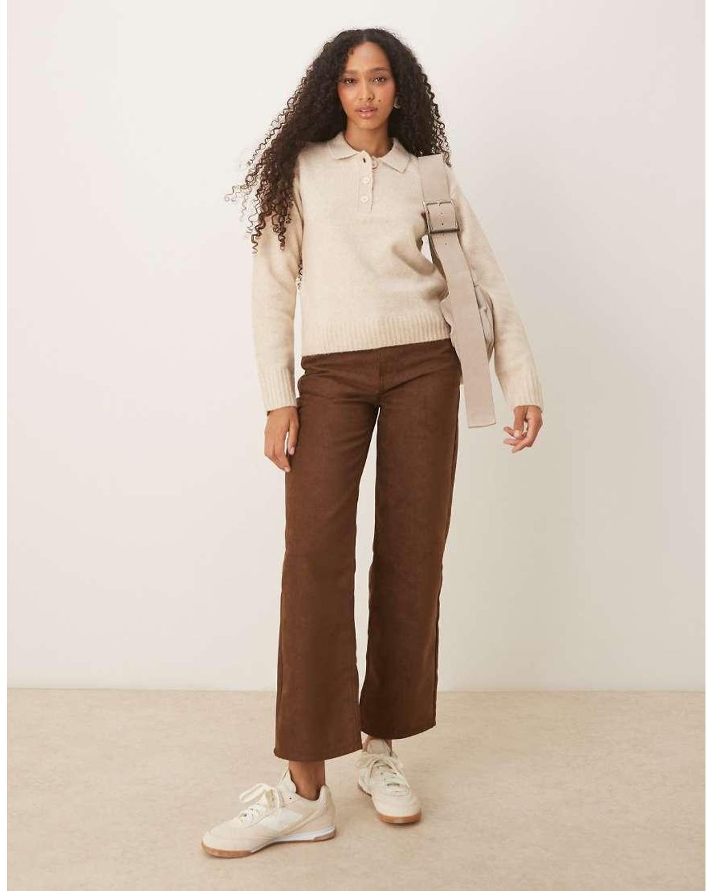 JJXX Natural Wool Blend Knitted Polo Jumper