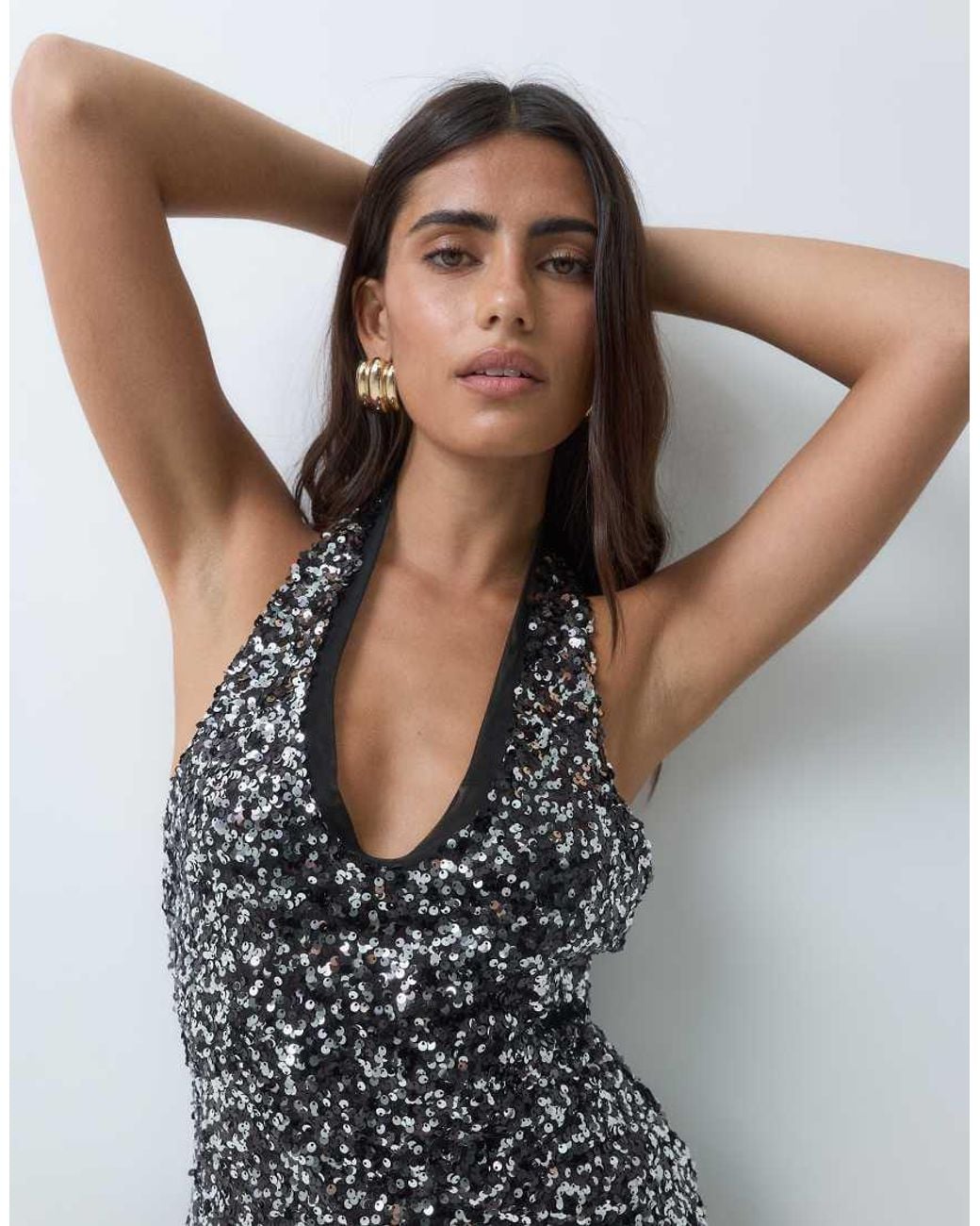 Top Halter Con Paillettes E Inserti di ASOS in Black