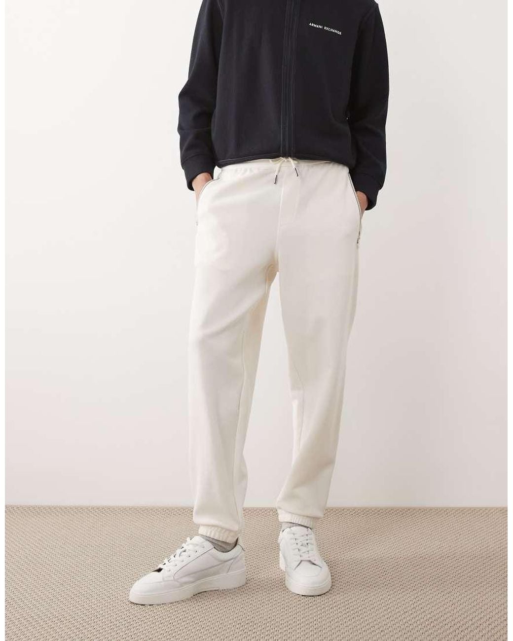 ARMANI EXCHANGE White joggers With Logo for men