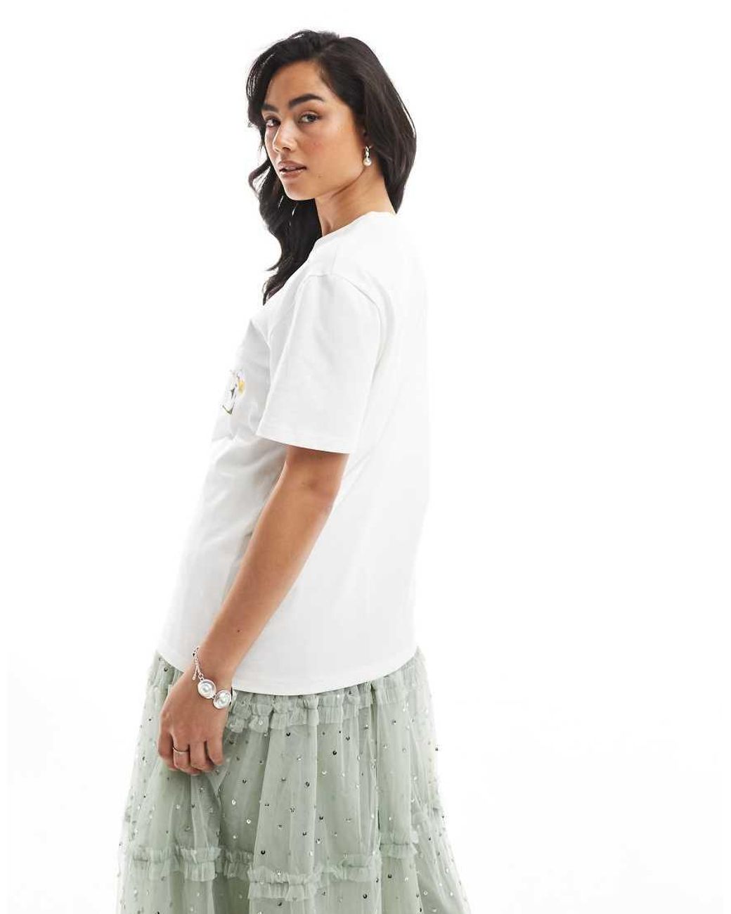 Maya White Embroidered 'Team Bride' T-Shirt