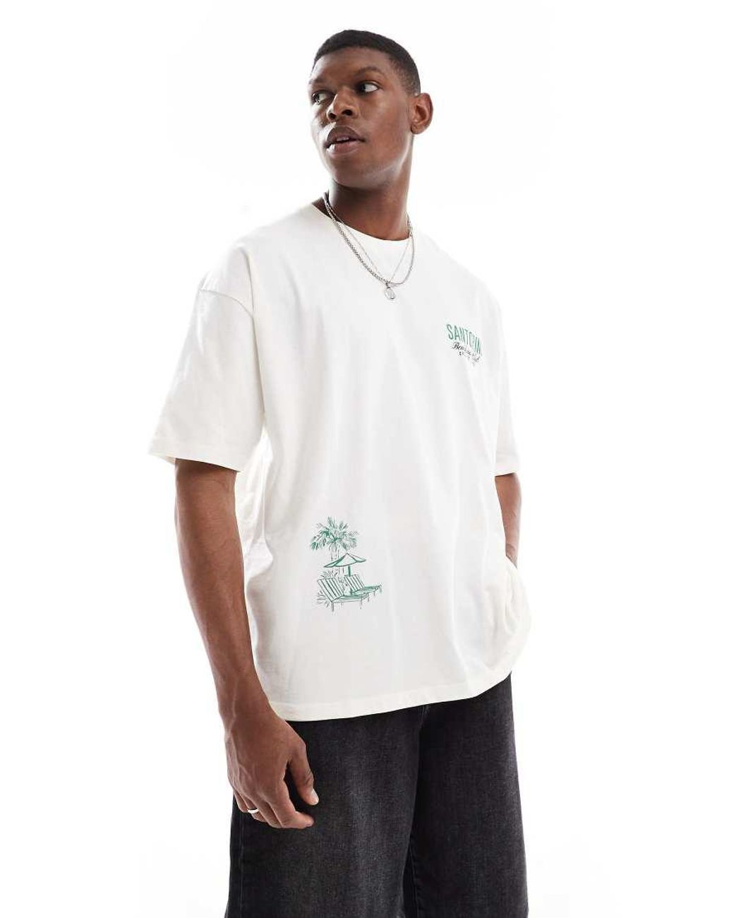 ASOS White Oversized T-shirt With Summer Graphic for men