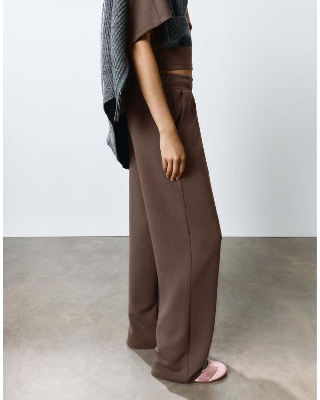Pull&Bear Natural Modal Wide-Leg Trousers