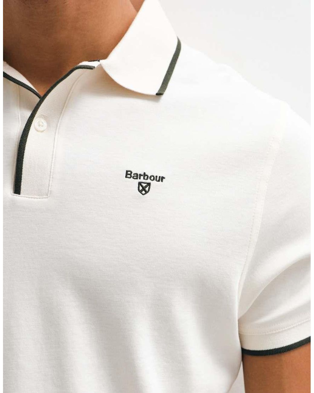 Barbour White Callock Short Sleeve Tailored Logo Polo Shirt for men