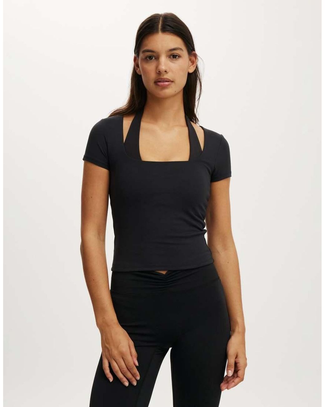 Cotton On Black Ultra Soft Square Neck Fitted Tshirt