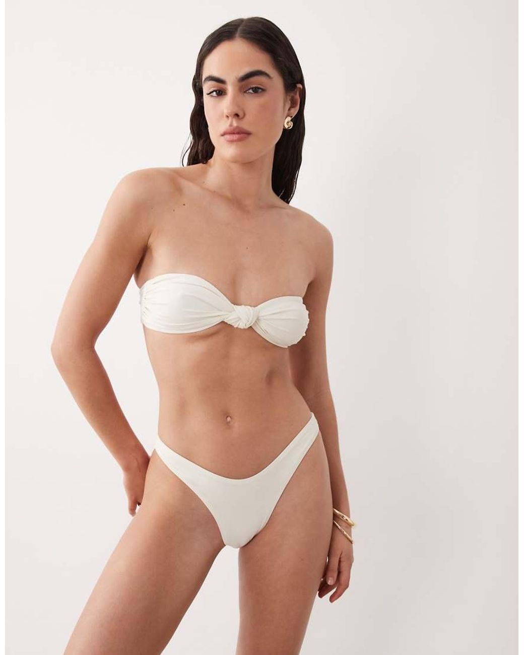 Miss Selfridge White Mix And Match V Front High Leg Bottom