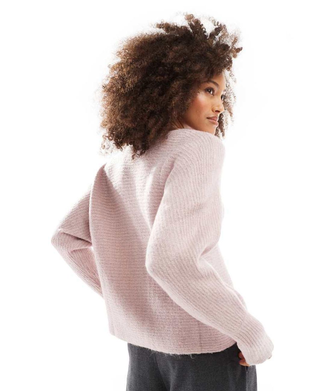 ONLY Pink Ribbed Wide Neck Knitted Jumper