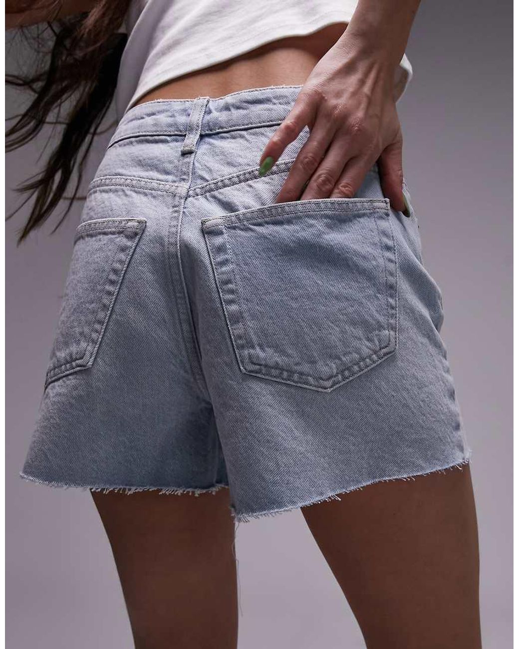 TOPSHOP Blue Denim A-Line Mom Shorts