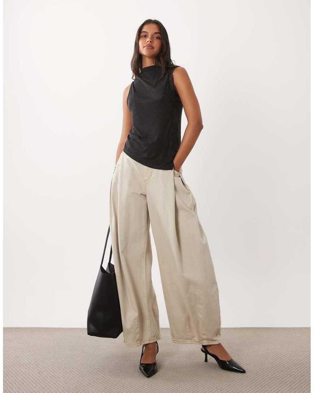 Mango Black High Neck Lace Detail Sleeveless Top