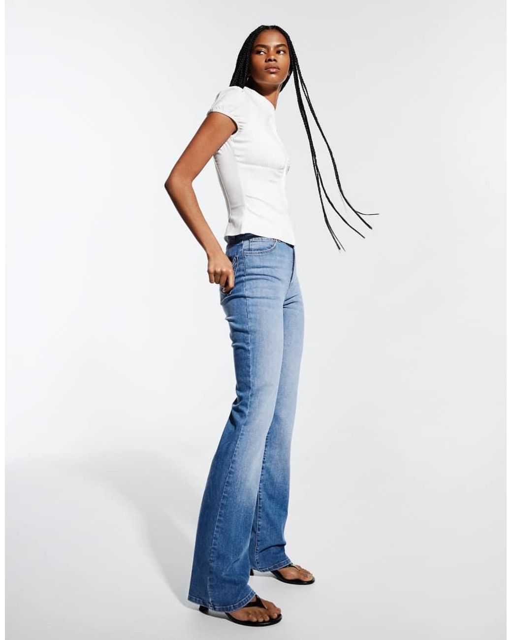Bershka Blue Tall Flared Jeans