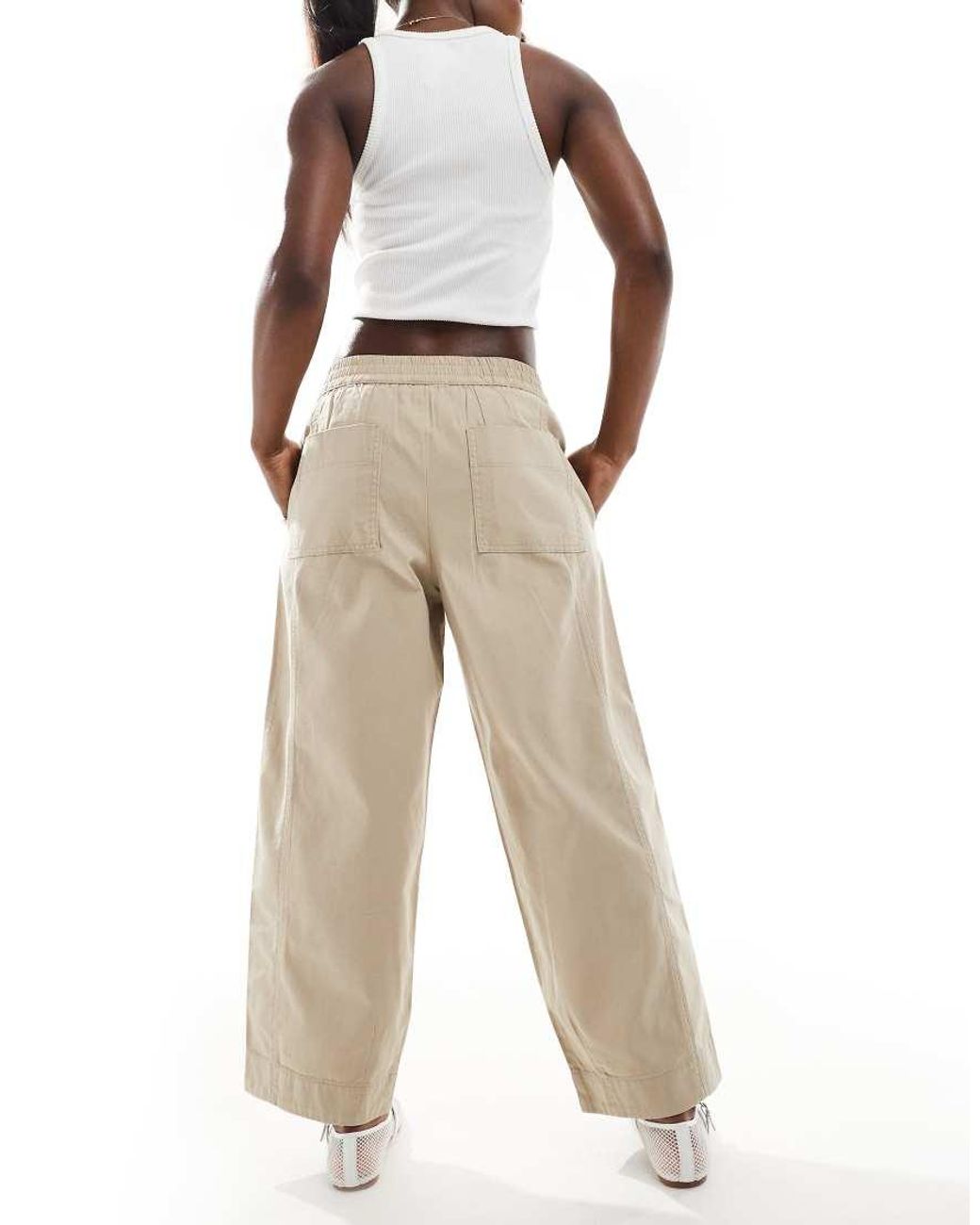 ASOS Natural Laundered Barrel Pull On Trousers