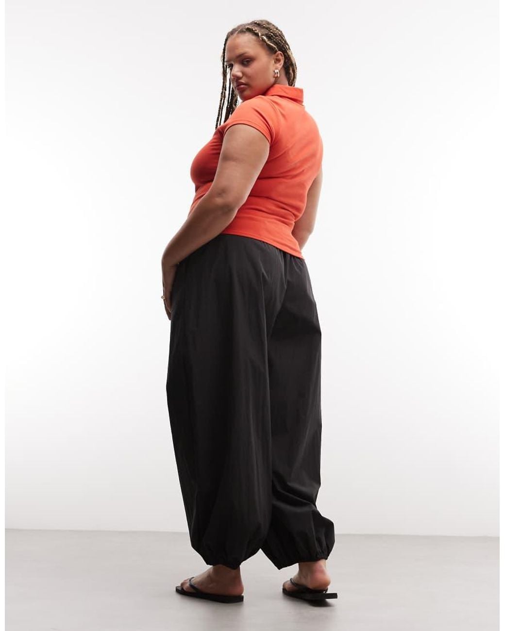 ASOS Red Asos Design Curve Cotton Nylon Blend Pull On Balloon Pants