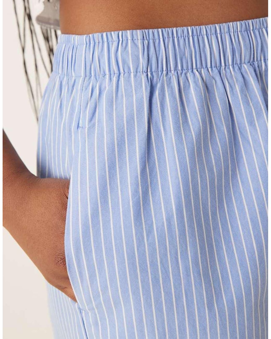 Abercrombie & Fitch Blue Wide Leg Poplin Fold-Over Pull On Trousers