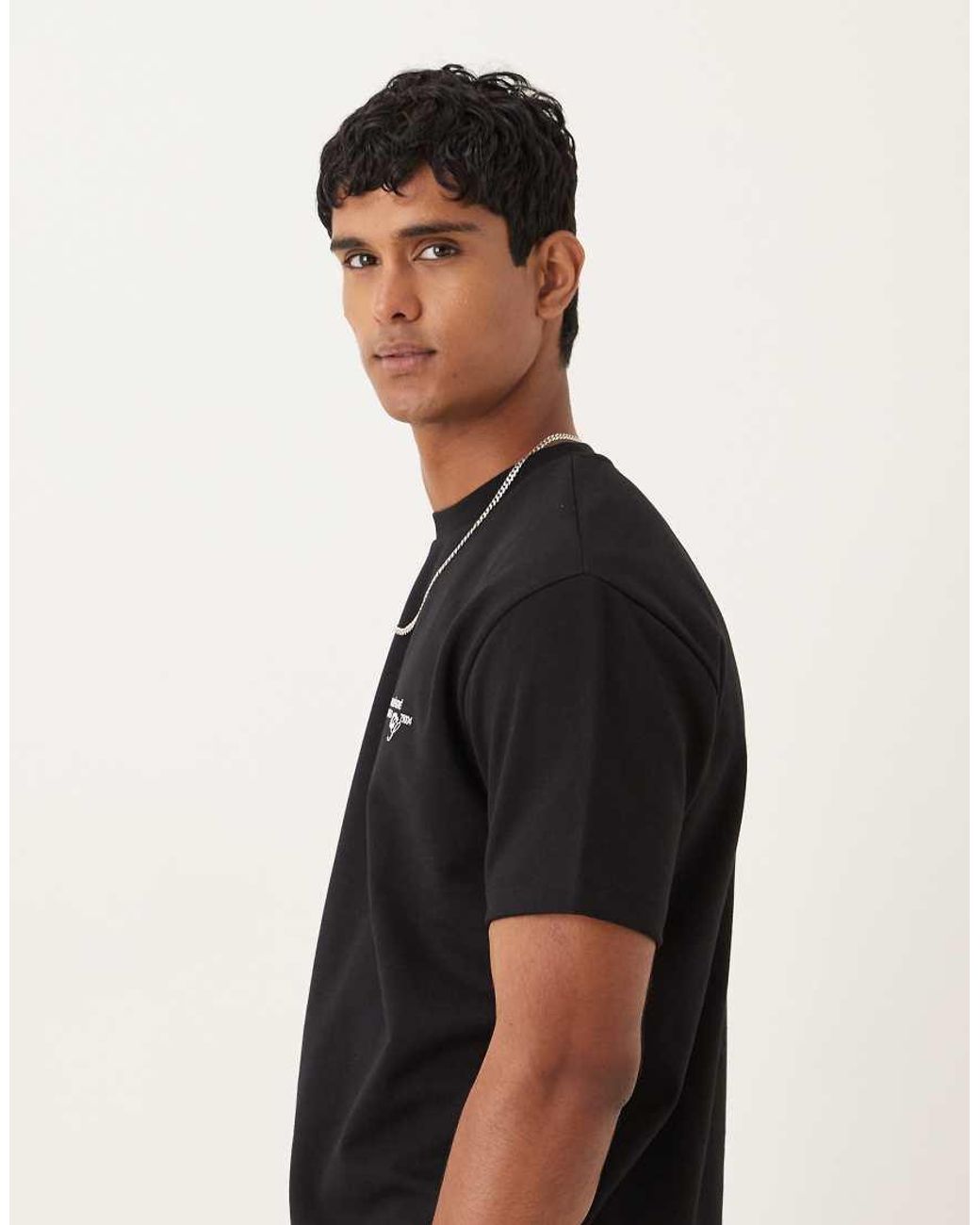 ASOS Black Heavyweight Relaxed T-shirt With Text Graphic for men