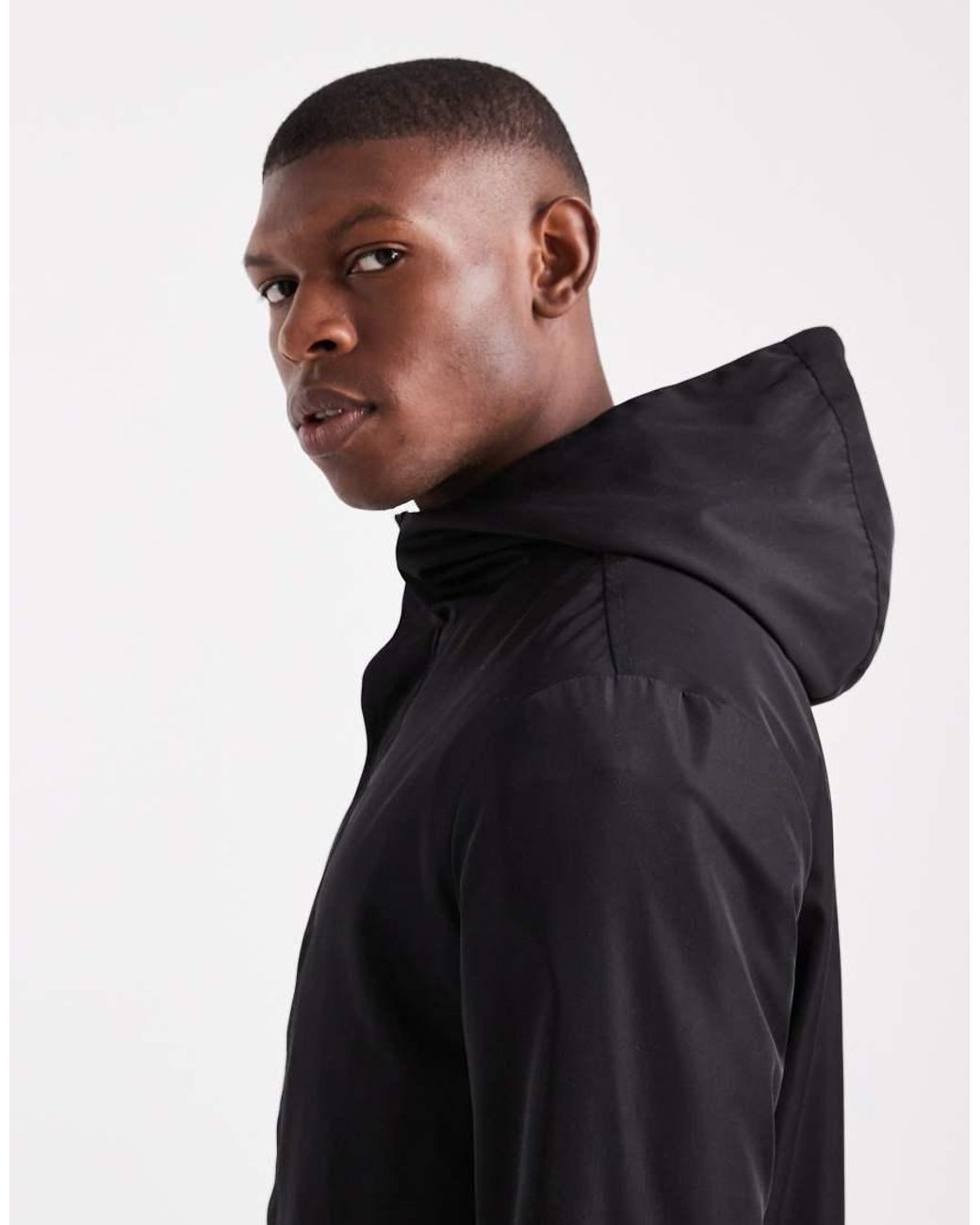 Threadbare Black Parka Jacket With Hood for men