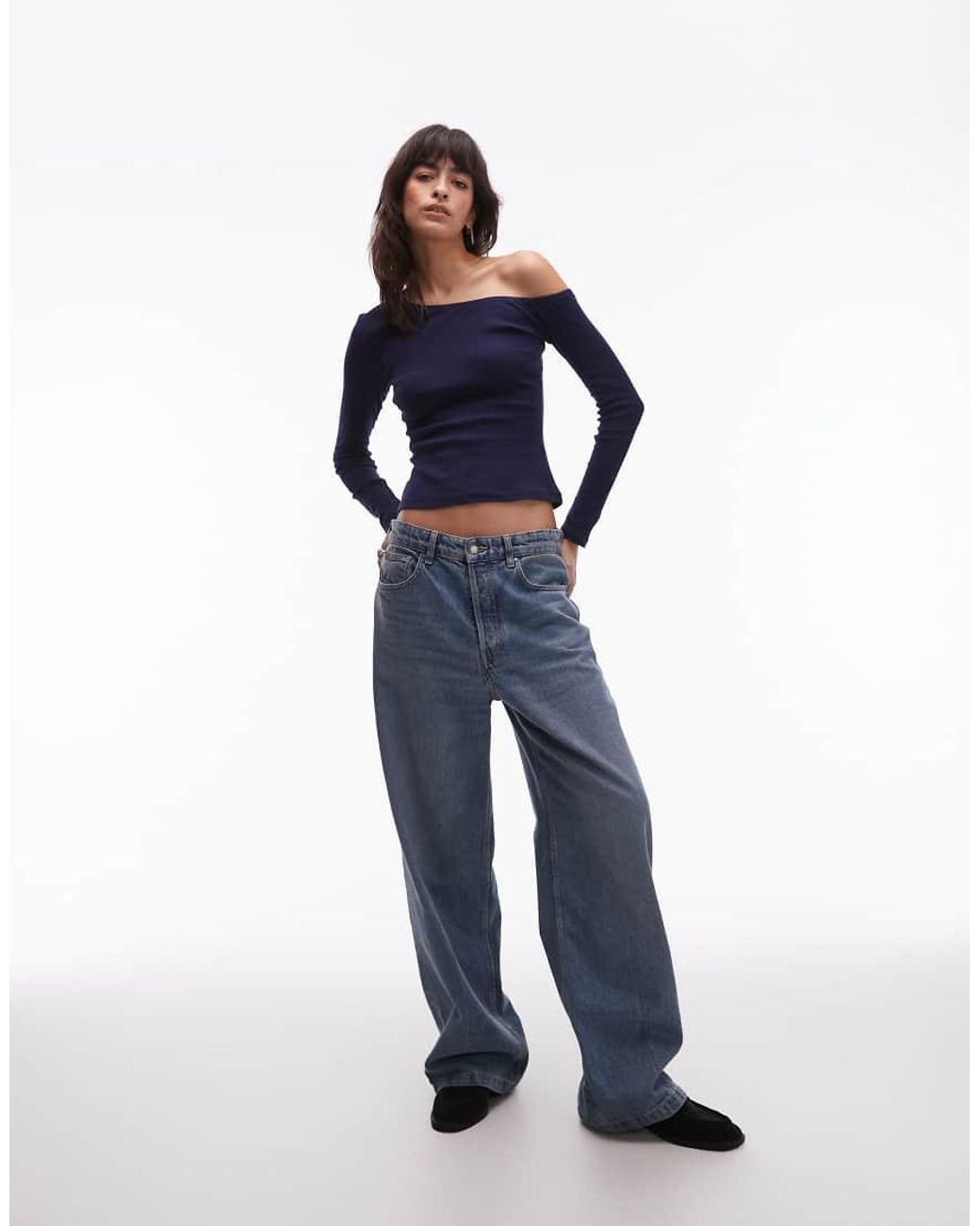 ASOS Blue Sheer Asymmetric Second Skin Top