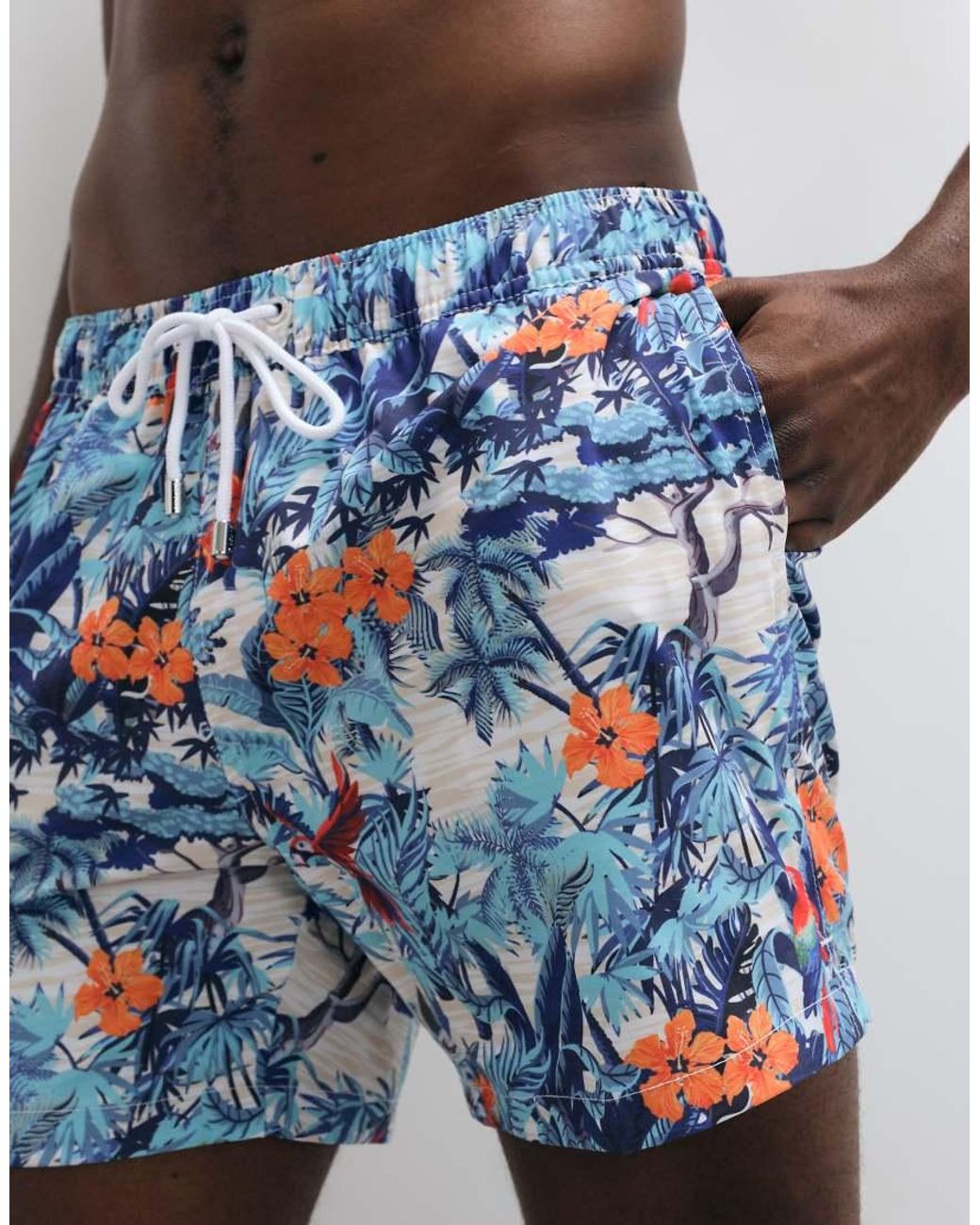 Panos Emporio Blue Classic Swimshort Hibiscus for men