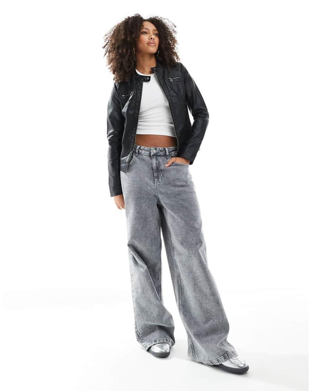 ONLY Black Faux Leather Motor Jacket