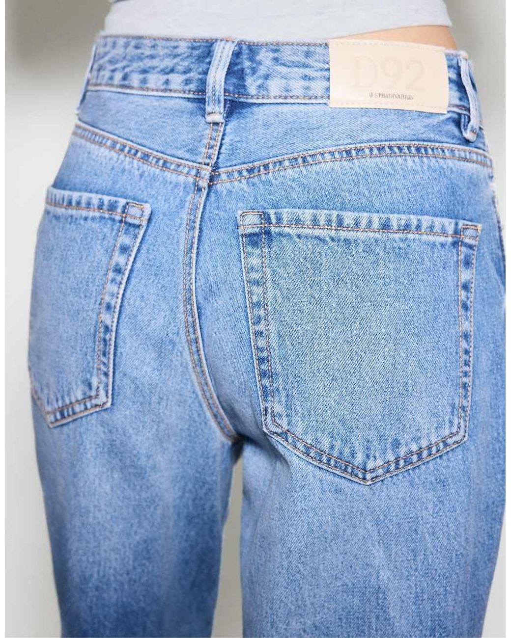 Stradivarius Blue D92 Straight Wide-Leg Jeans