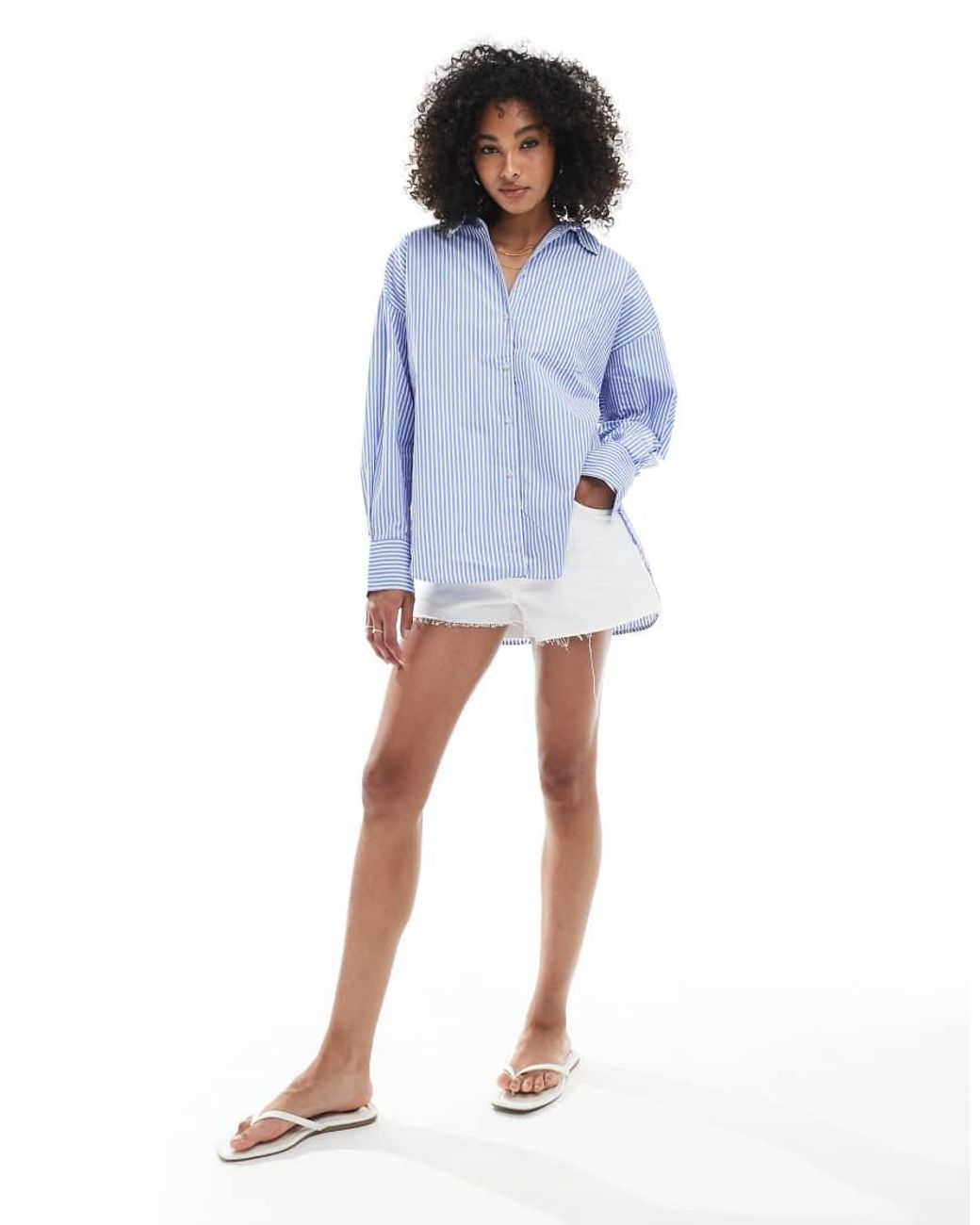JJXX Blue Jamie Oversized Poplin Shirt