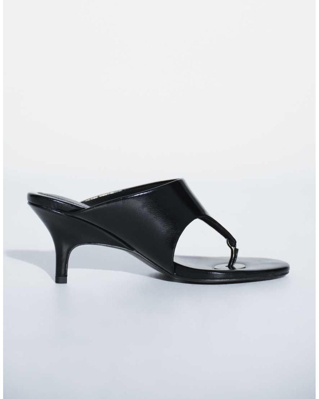 ASOS Black Ttya Lab Mid Heeled Toe Thongs